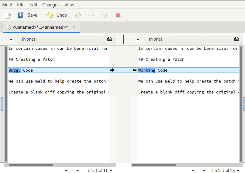 Creating a patch in meld